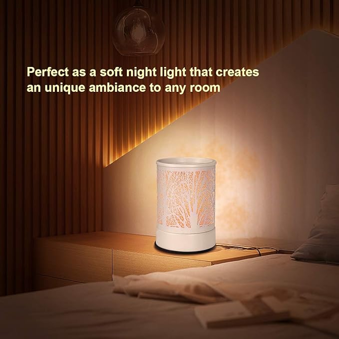 Scented Oil Wax Melt Warmer with 7 Colors Changing Led Light White Forest Design Fragrance Wax Candle Warmer for Home Décor