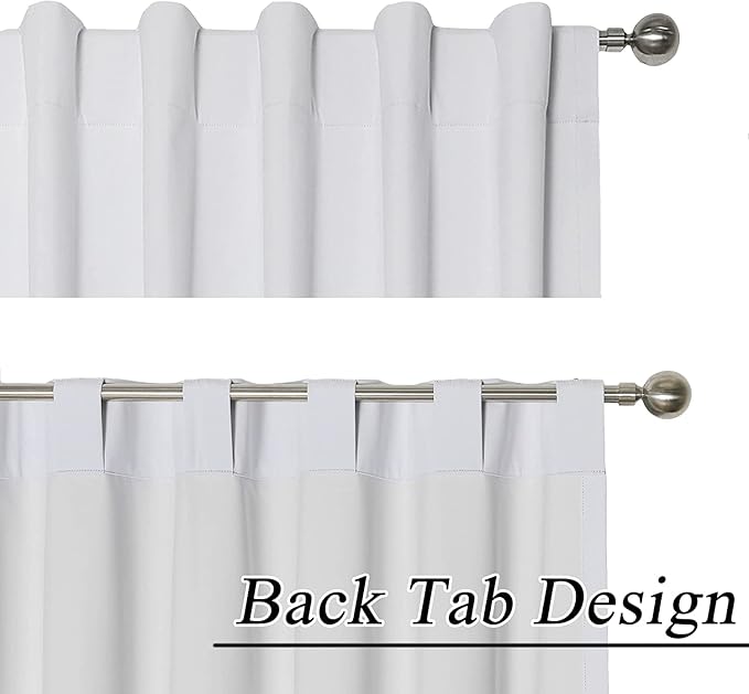 Floral Farmhouse Curtains Semi-Blackout Living Room Drapes 96 Inch Length Cotton Linen Blend Bohemian Window Curtain Panels White Bedroom Drapes, 1 Panel (Back Tab, 84" W x 96" L)