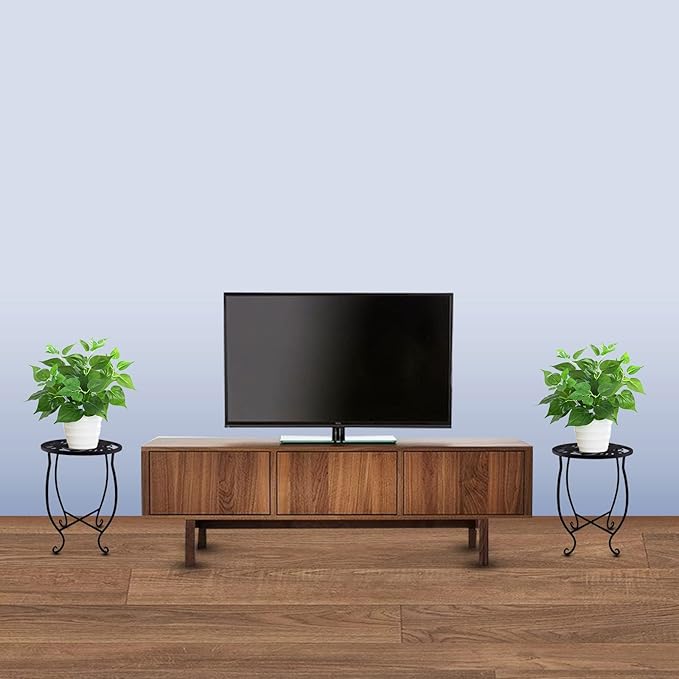 TLBTEK 2 pcs 10 inch Round Indoor Planter Stand,Metal Plant Stands Outdoor ,Modern Flower Pot Stand Holder Rack Display for Home,Kitchen,Patio,Garden, Corner, Balcony and Bedroom
