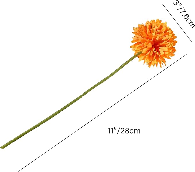 Mandy's Orange Artificial Ball Chrysanthemum 12 Stems Faux Flowers with Bendable Stems for DIY Wedding Centerpiece Fall Decor Home Arrangements