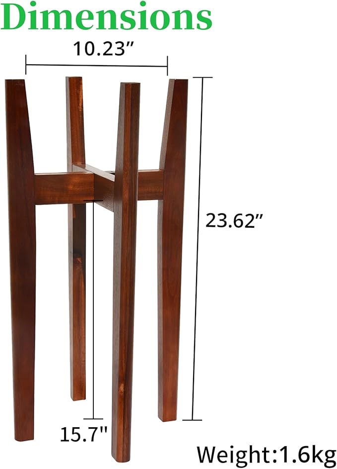 24" Tall Plant Stand | Tall Plant Stands Indoor, Mid Century Plant Stand | Suitable for Plant Pots & Water Dispenser Under 10" (Pot & Plant Not Included)