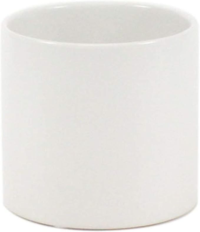 WGVI Matte White Ceramic Cylinder Vase Width 6.5" Height 6", Flower Arrangements, Candle Holder, Terrarium Planter Pot, Storage Container Organizer, Pen Brush Holder, Table top Decor, 1 Piece