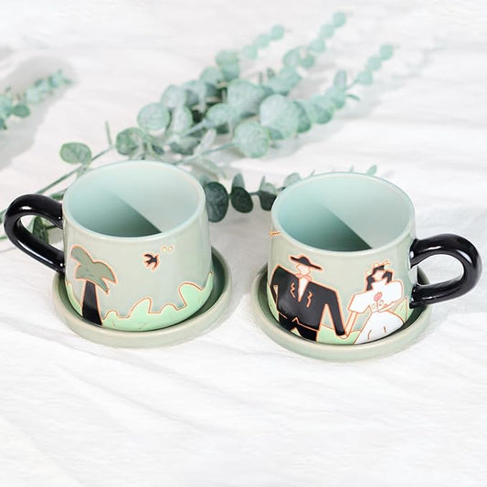 Couple Coffee Mug Set Engagement gift Wedding Gifts for Bride and Groom Wedding Gifts for Couple Bridal shower gifts Handmade Ceramic Coffee Mugs Sets of 2