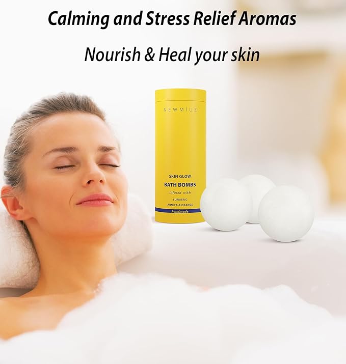 Natural Bath Bombs Luxurious Bath Foam Gift for Dry Skin Hydration Moisturizing Turmeric Arnica Orange Essential Oil Infused for A Blissful Experience