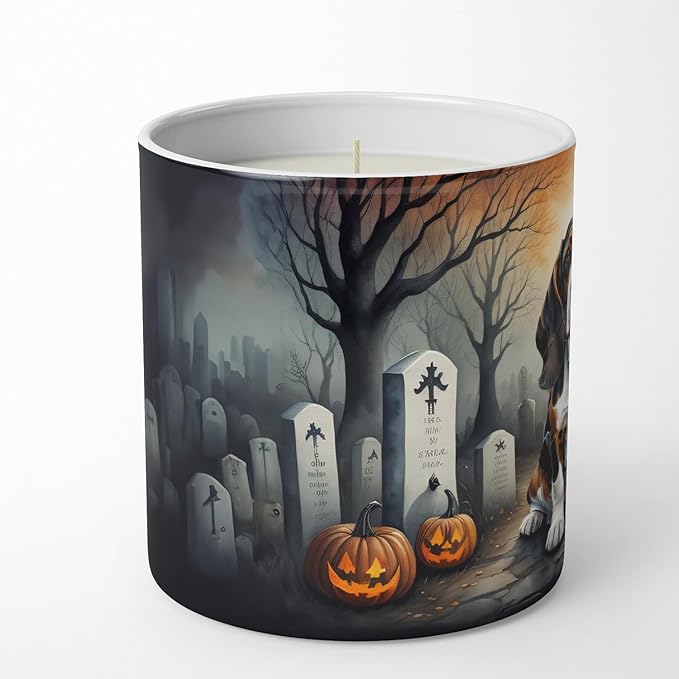 Caroline's Treasures DAC2010CDL Basset Hound Spooky Halloween Decorative Soy Candle Nature Soy Wax Essential Oil Home Decor Ideal for Bedroom Kitchen Bath Office Gift, 10 oz