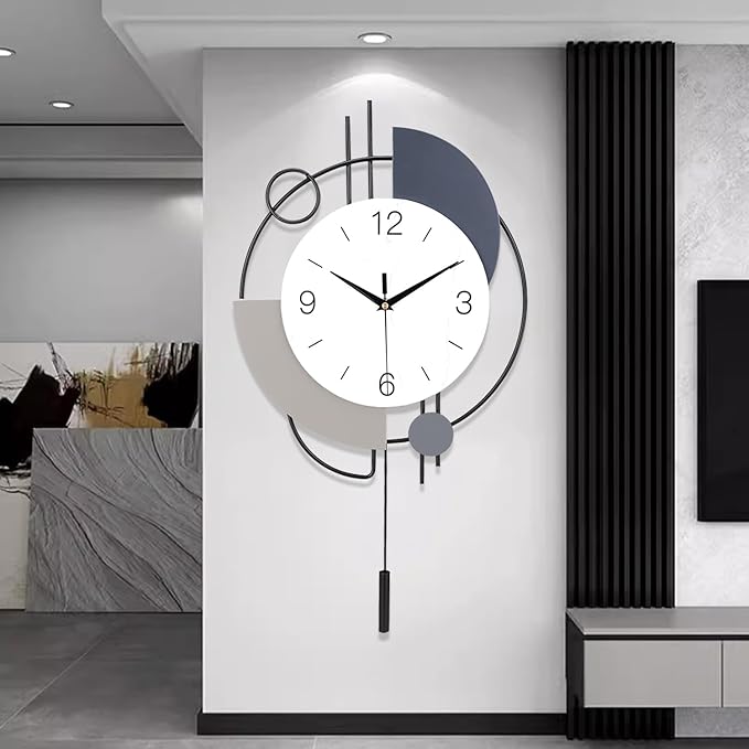 Decorative Wall Clock with Pendulum,Silent Non-Ticking Quartz Battery Operated,Large Wall Clock for Living Room,Kitchen,Home,Bathroom,Bedroom Wall Decor,20x33.5 inch