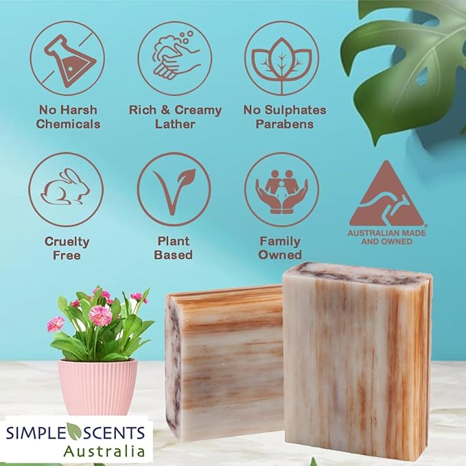 Patchouli Scented Natural Soap Bars (5 Bars), 3.5oz Moisturizing French Triple Milled Soap Bars Enriched with Shea Butter - Pure Plant Oil Bath & Body