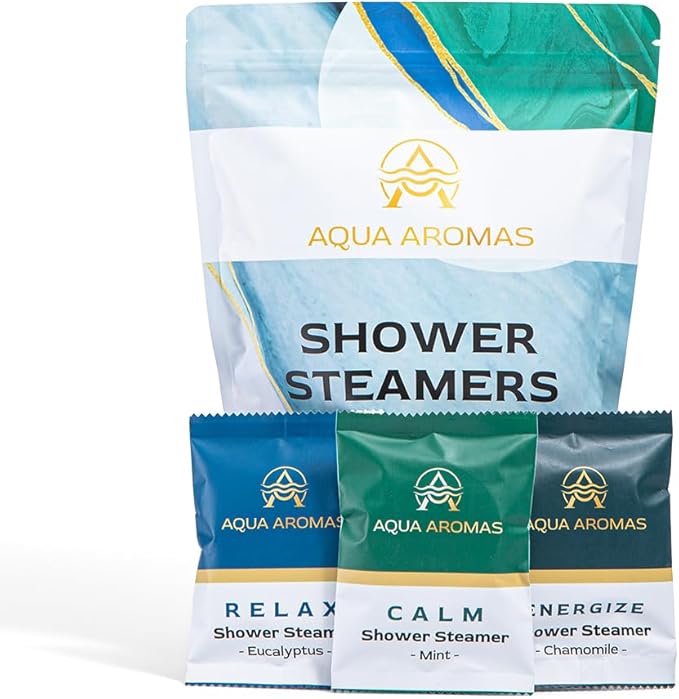 Shower Steamers - Aromatherapy Variety Shower Bombs, 15 Count - Eucalyptus, Chamomile, and Mint Essential Oils for Relaxation & Invigoration - Spa-Like Experience, White