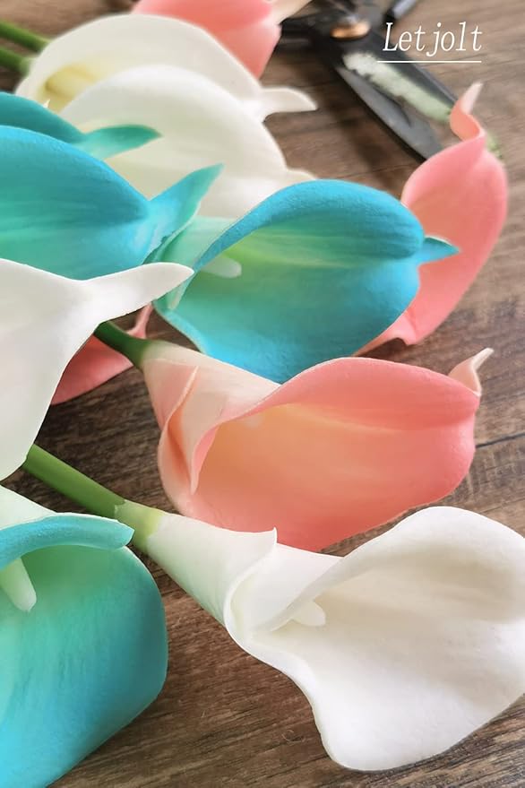 Letjolt Artificial Calla Lily Pink Flowers 12Pcs Fake Flower Bouquet for Home Decoration Wedding Party Decor, Light Pink