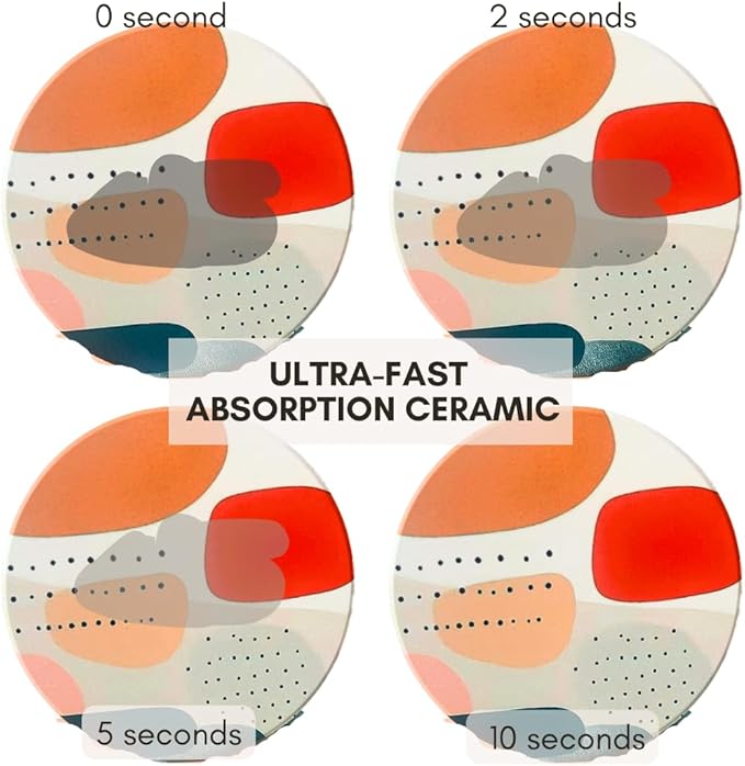 Ceramic Absorbent Coasters Set of 6 with Holder, Marble Drink Coasters for Coffee Table, Water Absorbing Coaster (Nordic)