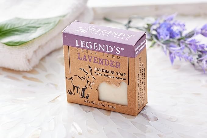 Legend's Creek Farm Goat Milk Soap - Cleansing Moisturizing Soap Bar for Hands and Body - 5 Oz Creamy Lather, Nourishing, Gentle Natural Soap for Sensitive Skin, Handmade in USA (Lavender, Pack of 5)