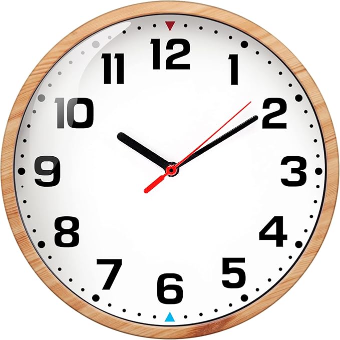 Wall Clock 9 Inch Battery Operated Silent Non-Ticking Wall Clock Modern Quartz Design Decorative Indoor Kitchen Office Brown