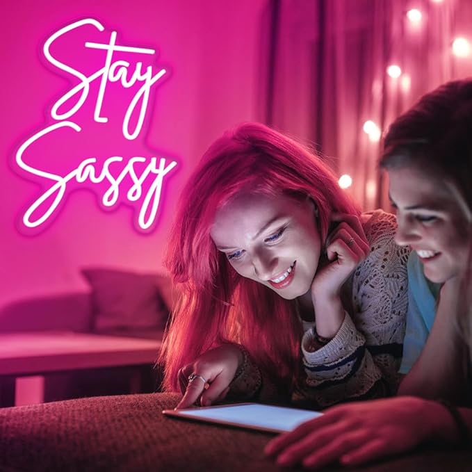 Stay Sassy Neon Sign for Wall Decor, Beautiful Pink Sassy Neon Light Led Sign for Home Wedding Birthday Party Girls Bedroom Decoration, Shopping Mall Dressing Table Wall Decor