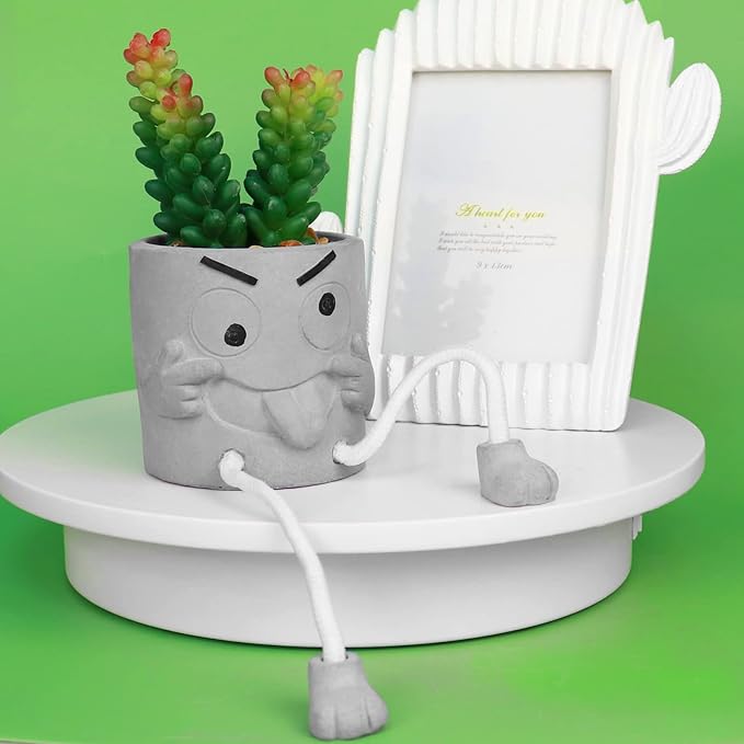 Zerzsy Artificialplant Succulents in Cement Pots with Hanging Leg, Kitchen Shelf Decor, Bathroom Shelf Decoraion, Home Sheves Decoration Accents, Office Wall Decor - Set of 1