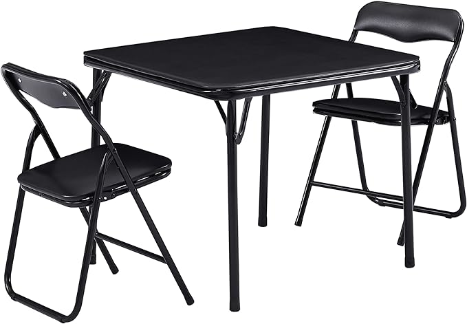 VECELO Kids Folding Activity Table & 4 Padded Chairs Portable Desk & No Assembly Required, 3 Piece Set, Black
