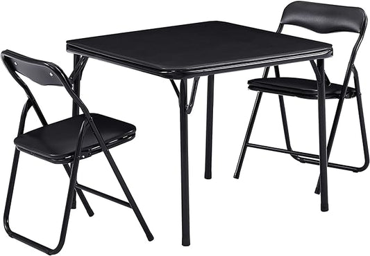VECELO Kids Folding Activity Table & 4 Padded Chairs Portable Desk & No Assembly Required, 3 Piece Set, Black
