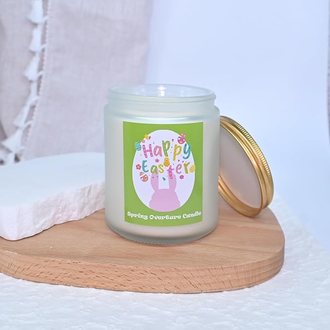 Easter Scented Candle, Spring Floral Collection Soy Aromatherapy Candles, Long Lasting Fresh Scent for Home Decor and Holiday Gifts (7oz, Jasmine)