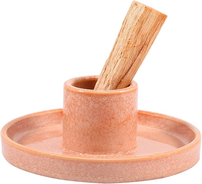 Palo Santo Holder, Ceramic Incense Burner for Palo Santo Stick, Scent Wood Stand and Ash Catcher (Red)