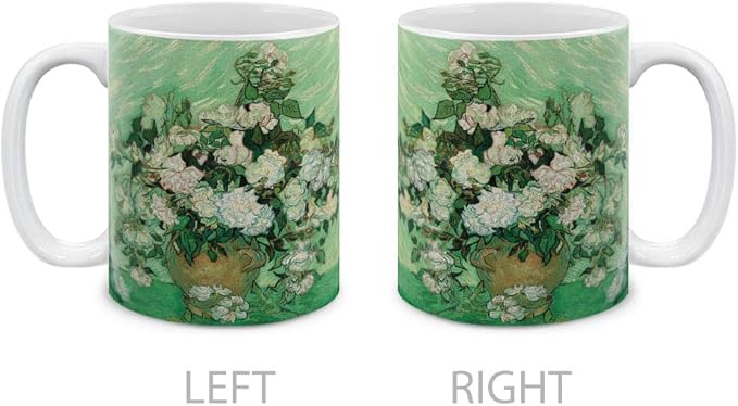 MUGBREW Classic Art Vase With Pink Roses By Vincent Van Gogh Ceramic Coffee Mug Tea Cup, 11 OZ