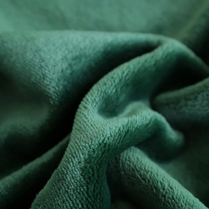 SOCHOW Flannel Fleece Throw Blanket 66 × 90 Inches, All Season Lightweight Soft Cozy Green Blanket for Bed, Sofa, Car
