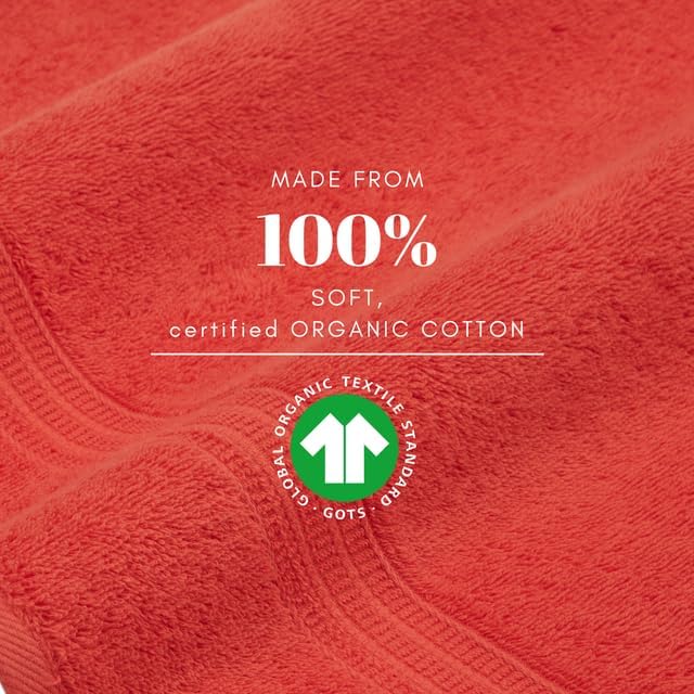 HOMELOVER 8 Piece Towel Set - 100% Organic Cotton, 2 Bath Towels, 4 Hand Towels, 2 Washcloths - 500 GSM, Hotel & Spa Quality, Soft, Quick Dry, Highly Absorbent Bathroom Essentials (Coral Orange)