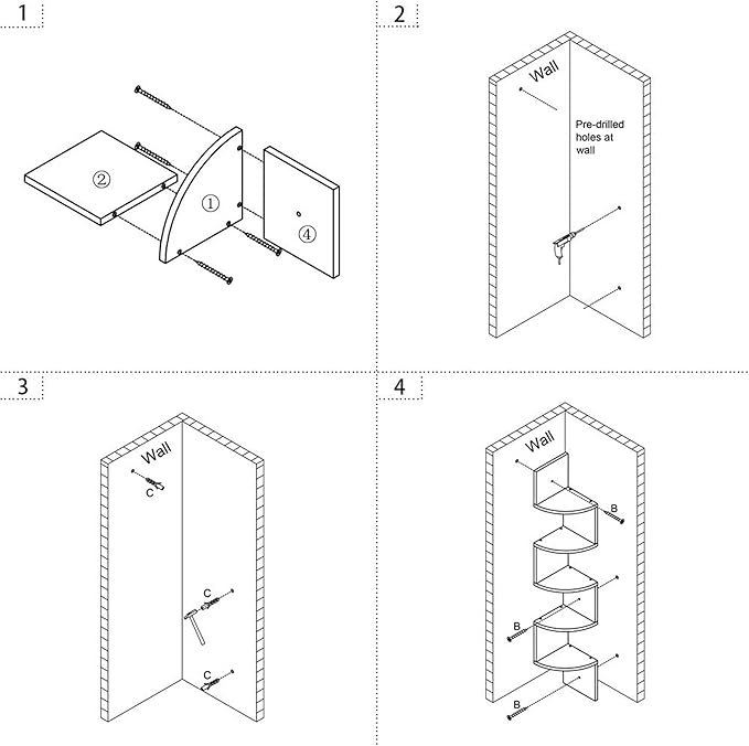 AZL1 Life Concept 5 Tier Shelves for Wall Storage, Easy-to-Assemble Floating Wall Mount Shelves for Offices, Bedrooms, Bathrooms, Kitchens, Living Rooms and Dorm Rooms