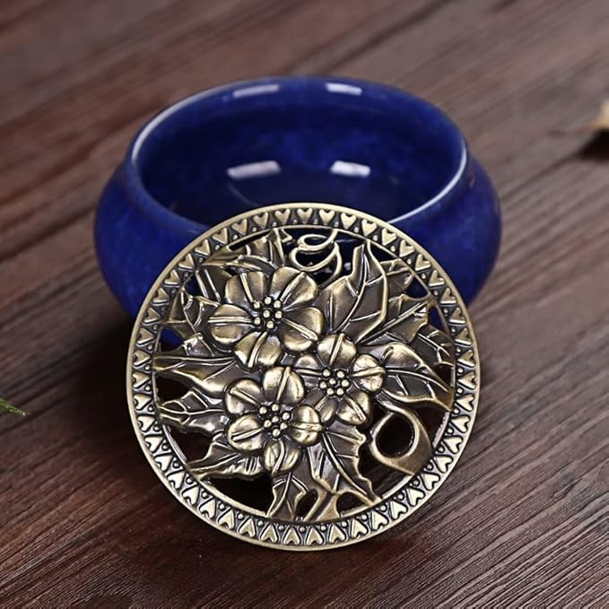 Ceramic Incense Burner, Coil Cone Stick Incense Burner Holder, Home Ornaments Incense Seat, Disc Censer Zen Decor (Fambe Blue)