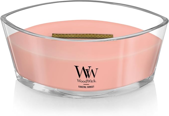 WoodWick Coastal Sunset Scented Ellipse Candle, Crackles as it burns, Up to 50 hrs burn time, Perfect for gifting, 16oz