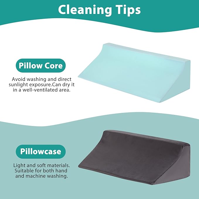 Wedge Pillow for Side Sleeping, Memory Foam Back Pillow for Side Sleeper, Bed Wedges & Body Positioners for After Surgery, Pregnancy Support, Back Pain, Preventing Bedsores, Short Plush