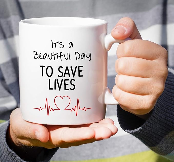 Retreez Funny Mug - Beautiful Day to Save Lives Doctor 11 Oz Ceramic Coffee Mugs - Funny, Sarcasm, Sarcastic, Motivational, Inspirational birthday gifts for medics, friends, coworkers, siblings, dad