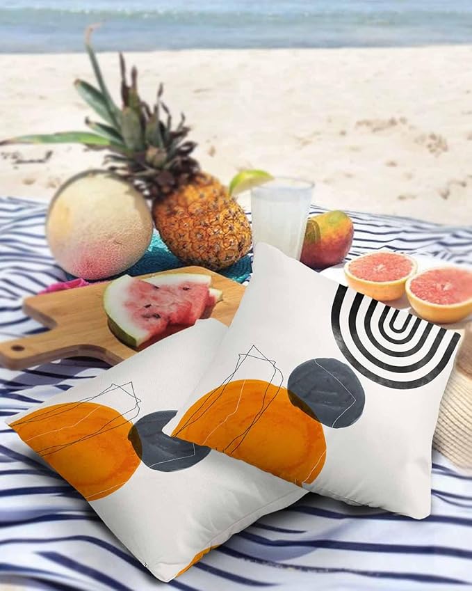 Outdoor Waterproof Throw Pillow Covers Set of 2 Boho Decorative Outdoor Pillows Cushion Case 18x18 Inch Bohemian Patio Pillows for Couch Sofa Bed Garden Office Home Decor Modern Art Geometric
