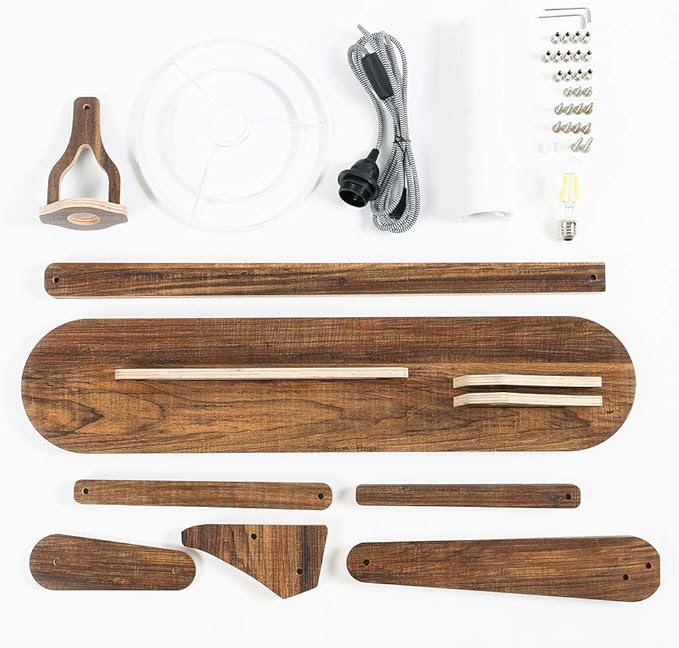 Cool Decorative Tall Floor Lamp Wood Swing Arm Standing Corner Reading Lights for Kids Bedroom Living Room Farmhouse - LED Bulb Included (Teak)