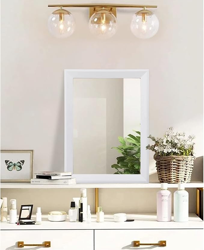 AAZZKANG Rectangular Wall Mirror Decorative Wood Framed Mirrors for Farmhouse Bedroom Bathroom Living Room Entryway Hanging Home Decor Small