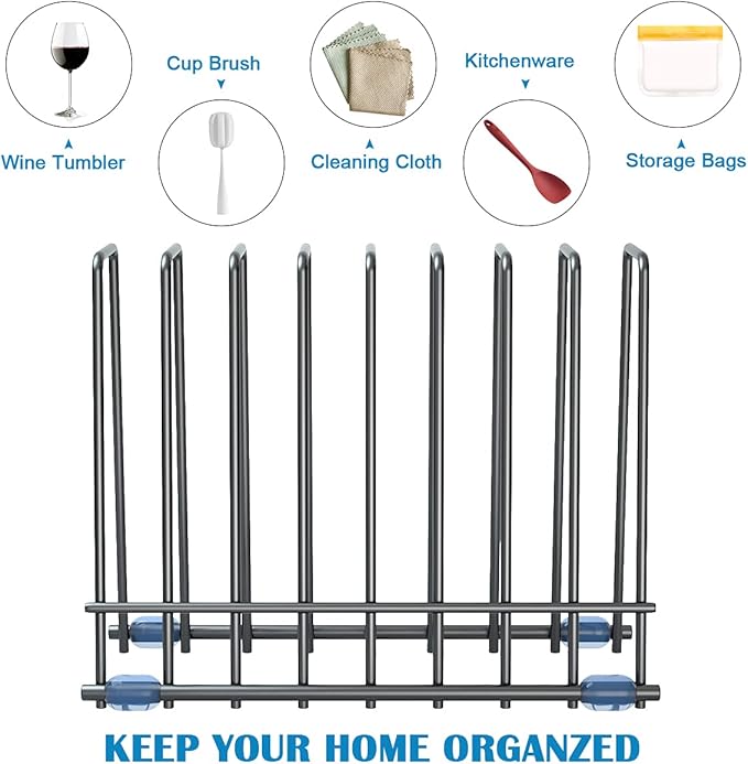 Reusable Storage Bags Rack, Stainless Stand for Reusable Storage Bags, Drying Rack Holder for Reusable Bags, Books, Makeup Brush (Black)