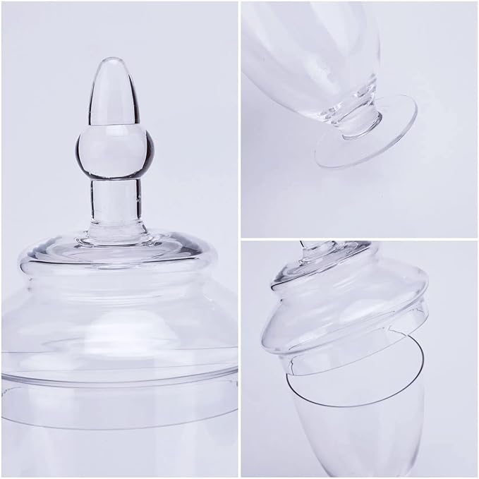 Glass Apothecary Jars with Lids, Small Storage Containers, Set of 3 Wide Mouth Storage Candy Jar Decorative Candy Buffet Organizer Canisters Elegant Kitchen