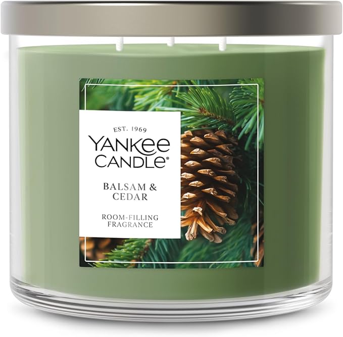 Yankee Candle 3 Wick Candle Jar, Scented Candle with up to 40 Hours of Burn Time, Soy Wax Blend for Consistent Long Lasting Scent from First to Last Burn, Balsam & Cedar