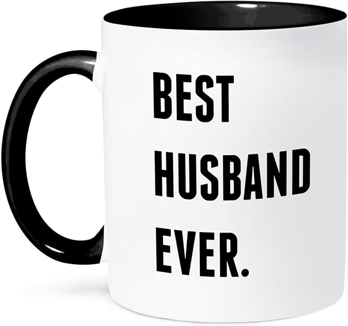 3dRose Coffee Mug, Size - 15oz - Best Husband Ever, Black Lettering On White Background Xander inspirational quotes - funny coffee cup gift