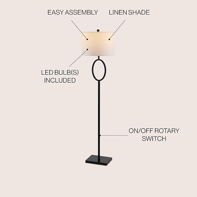 JONATHAN Y JYL1089B April 61" Metal Modern Contemporary LED Floor Lamp, Glam, Traditional, Office, Living Room, Family Room, Dining, Bedroom, Foyer, Oil Rubbed Bronze