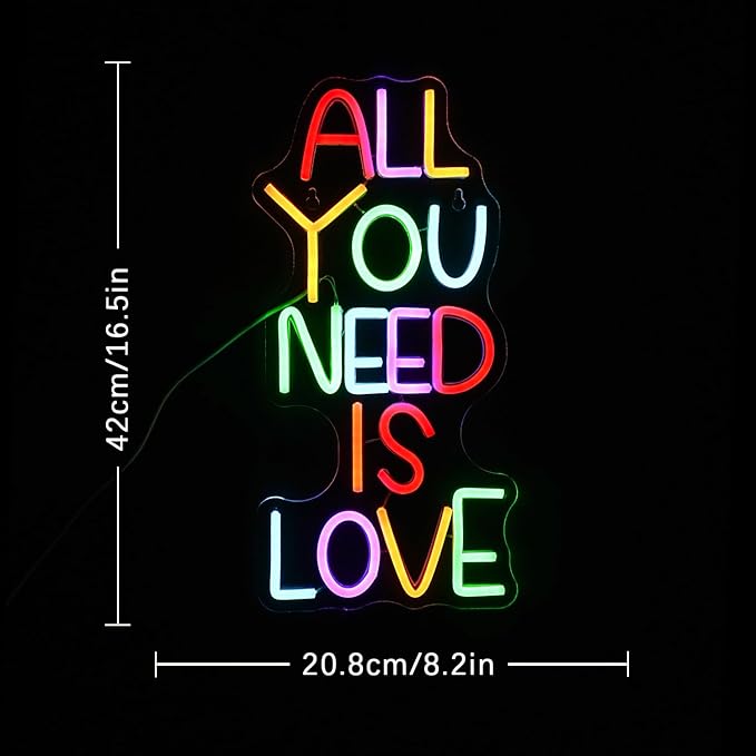 All You Need Is Love Neon Sign for Wall Decor Valentine's Day Neon Sign Dimmable Welcome Neon Signs Love Neon Signs for Classroom Wedding Room Wall Art Decor (16.5''*8.2'')