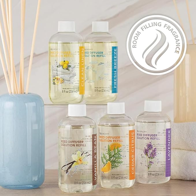 SpaRoom Reed Diffuser Oil Refill – Vanilla Bean Scent, 8oz Cozy Blend for Warmth and Comfort, Smooth and Sweet Aroma for Bedrooms, Lounges, or Relaxing Spaces, Long Lasting Ambient Scent