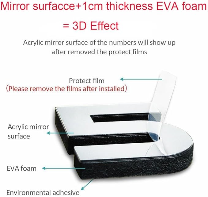 FASHION in THE CITY New 3D DIY Mirror Surface Wall Clocks Modern Design Living Room Decorative Wall Watches … (Red)