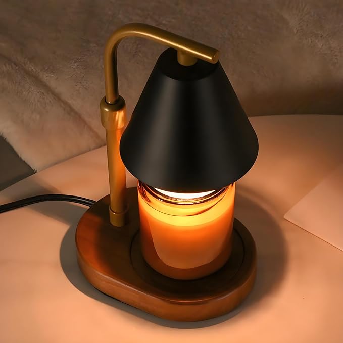 SOKCVSEA Candle Warmer Lamp - Candle Warmer with Timer Height Adjustable, Birthday Gifts for Women Mom Gifts, House Warming Gifts New Home Decor, Wax Melt with 2 Bulb BlackGold