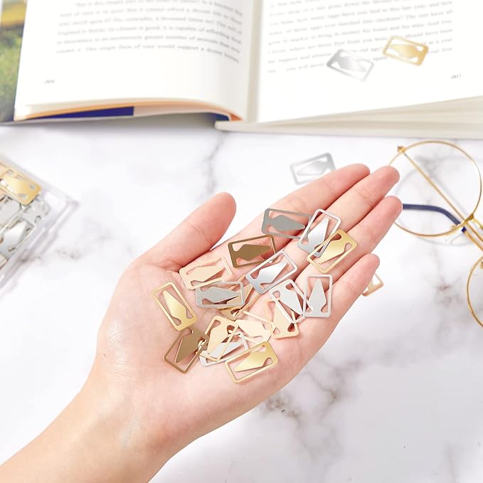 100 Count Tin Mixed Metals Book Line Markers Arrow Bookmarks and Page Markers in Gold and Silver for Reading Teachers Students Book Lovers School and Work
