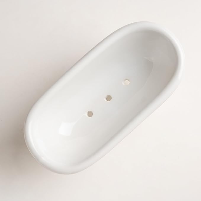 1 Piece 5.7"" Mini Ceramic Clawfoot Double Ended Bathtub Soap Dish Vintage Decortative Soap Dish (Style 01)
