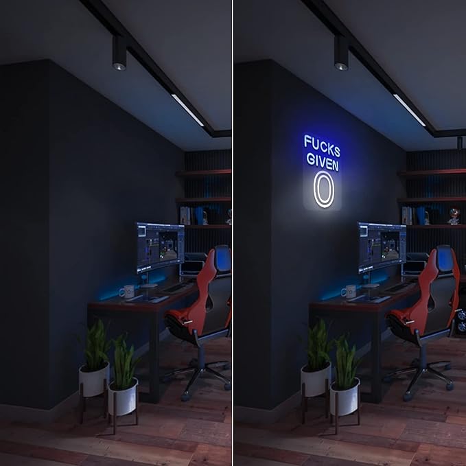 JFLLamp Zero Funks Given Neon Signs for Wall Decor Neon Lights for Bedroom Led Signs Suitable for Man Cave Living Room Taverns Bar Unique Gift for Lover, 5V USB Power 10.5 * 12Inch (Blue+White)