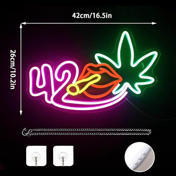 NOSUN Neon Sign Leaf Neon Signs for Wall Decor with Dimmable Lights Up Signs Led Signs for Bedroom Wall Room Game Room Beer Bar Man Cave Club Pub Party Decor Light Up Neon Signs