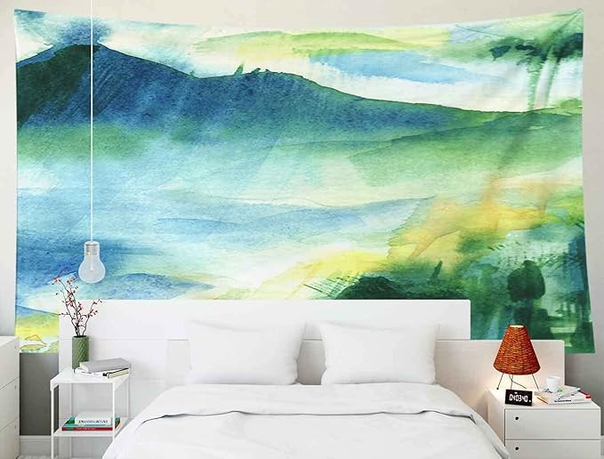 EMMTEEY Forest Mountain Tapestry - Colorful Mountain Landscape, Rain Forest, Green, 60x50, Perfect for Friends & Families