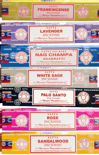 Incense Holder Bundled with Satya Sai Baba Incense Gift Set Nag Champa, White Sage, Lavender, Rose, Palo Santo, Frankincense, Sandalwood 15gms