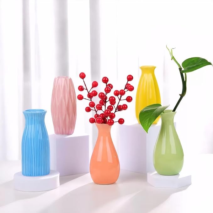 Ceramic Simple Vase for Flowers Plants,Mini Vase for Home Living Room Desk (Green 003)
