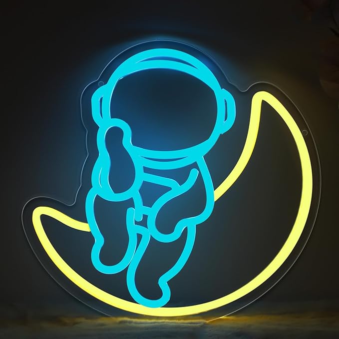 Astronauts Neon Signs for Wall Decor, USB Powered Dimmable Colorful Led Neon Signs for Bedroom, Boys Room, Teen Room, Wall Decor, Christmas Gifts, Birthday Gifts for Kids